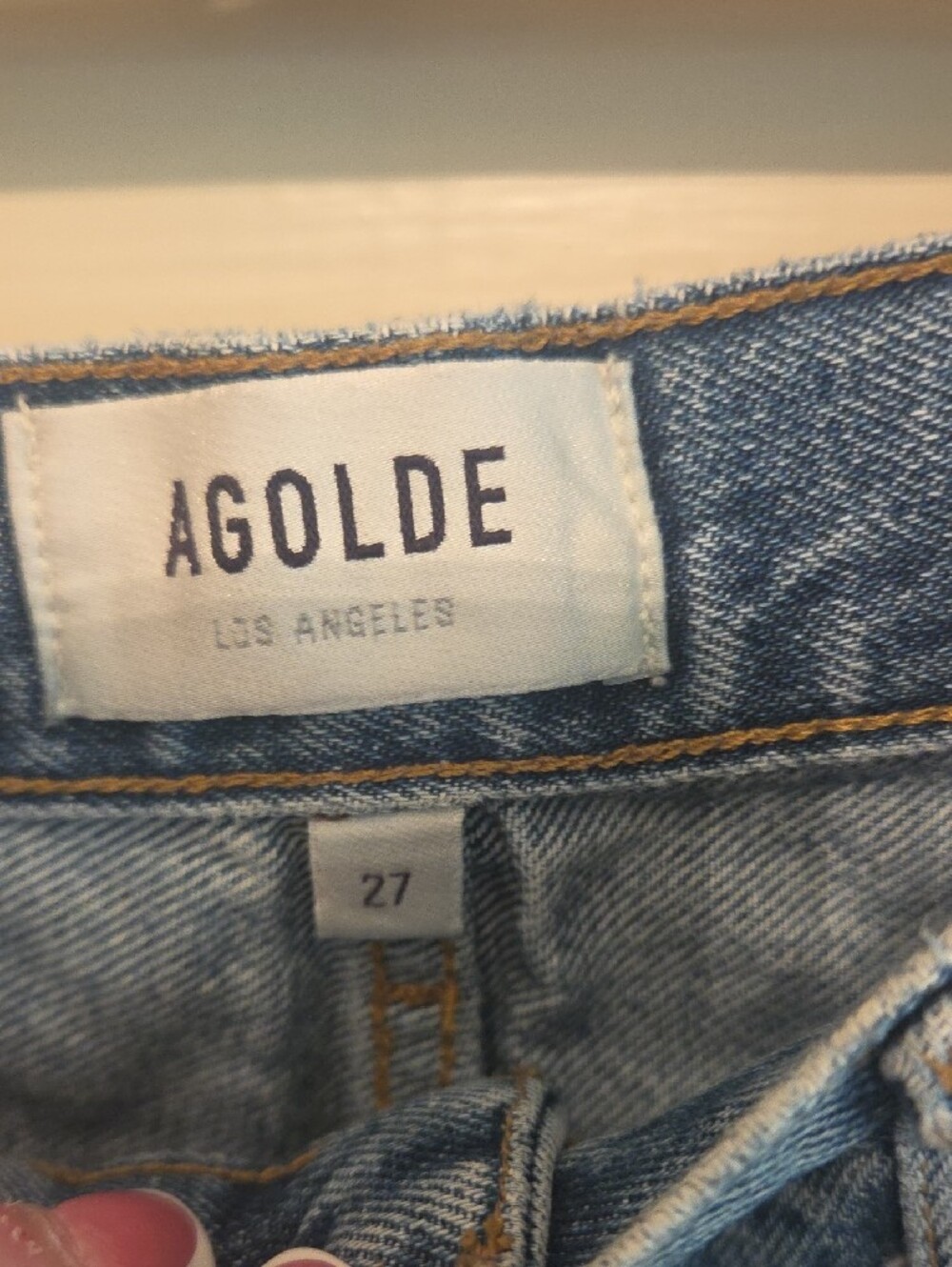 Agolde Riley High Rise Blue Ripped Straight-Leg Jeans - Picture 2 of 4